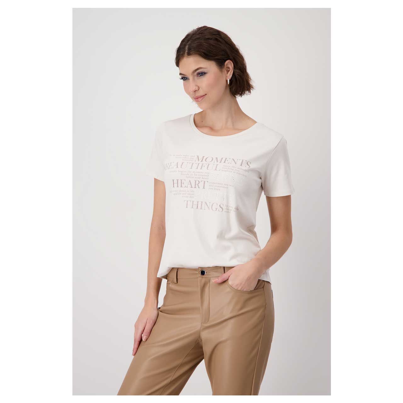 Monari Damen T-Shirt creamy beige