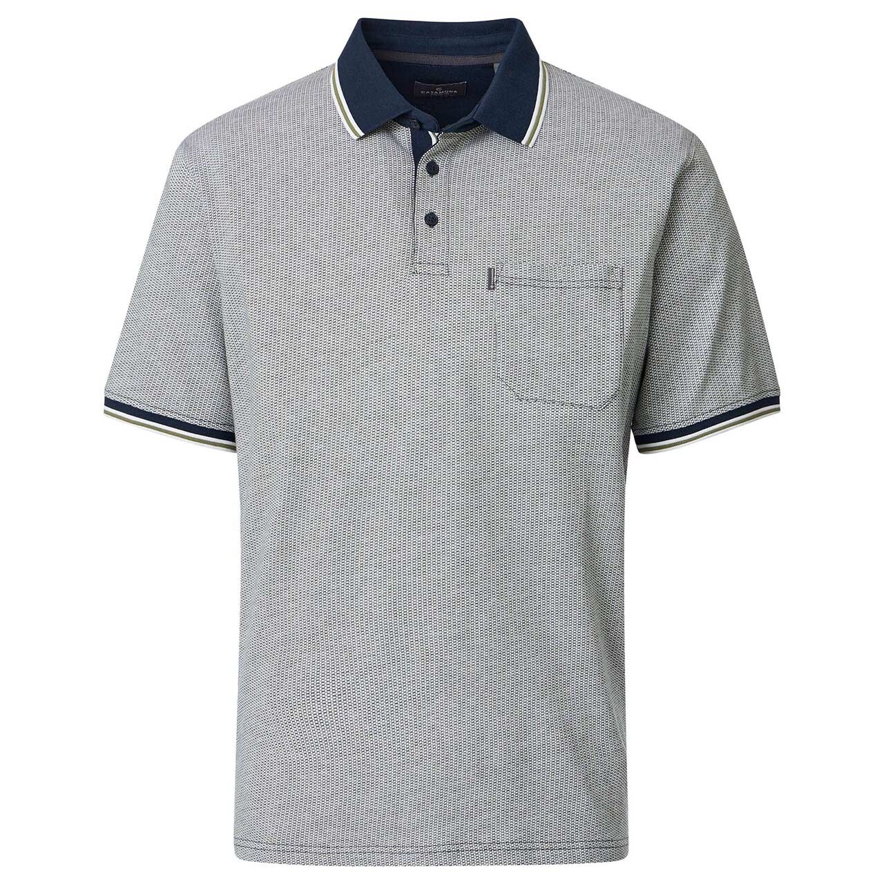 Casa Moda Herren Poloshirt green print
