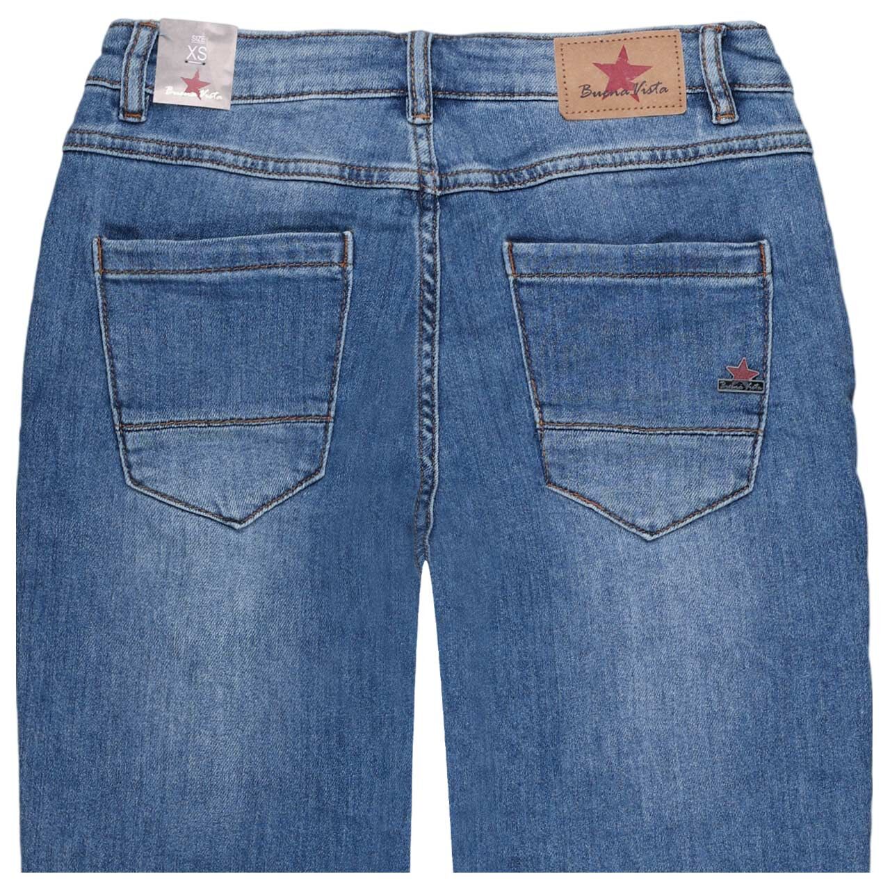 Damenjeans Anna C 7/8 Straight Stretch Denim von Buena Vista in Blau verwaschen, detaillierte Rückansicht