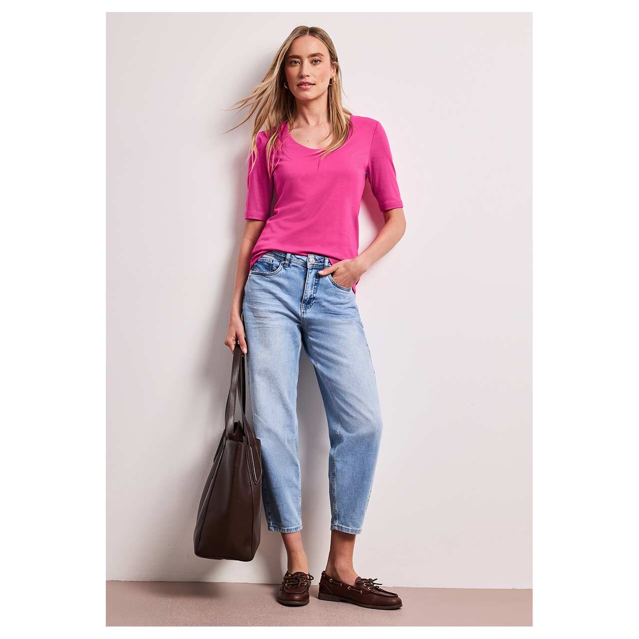 Damen T-Shirt Palmira von Street One in Pink, Ganzkörperansicht Model