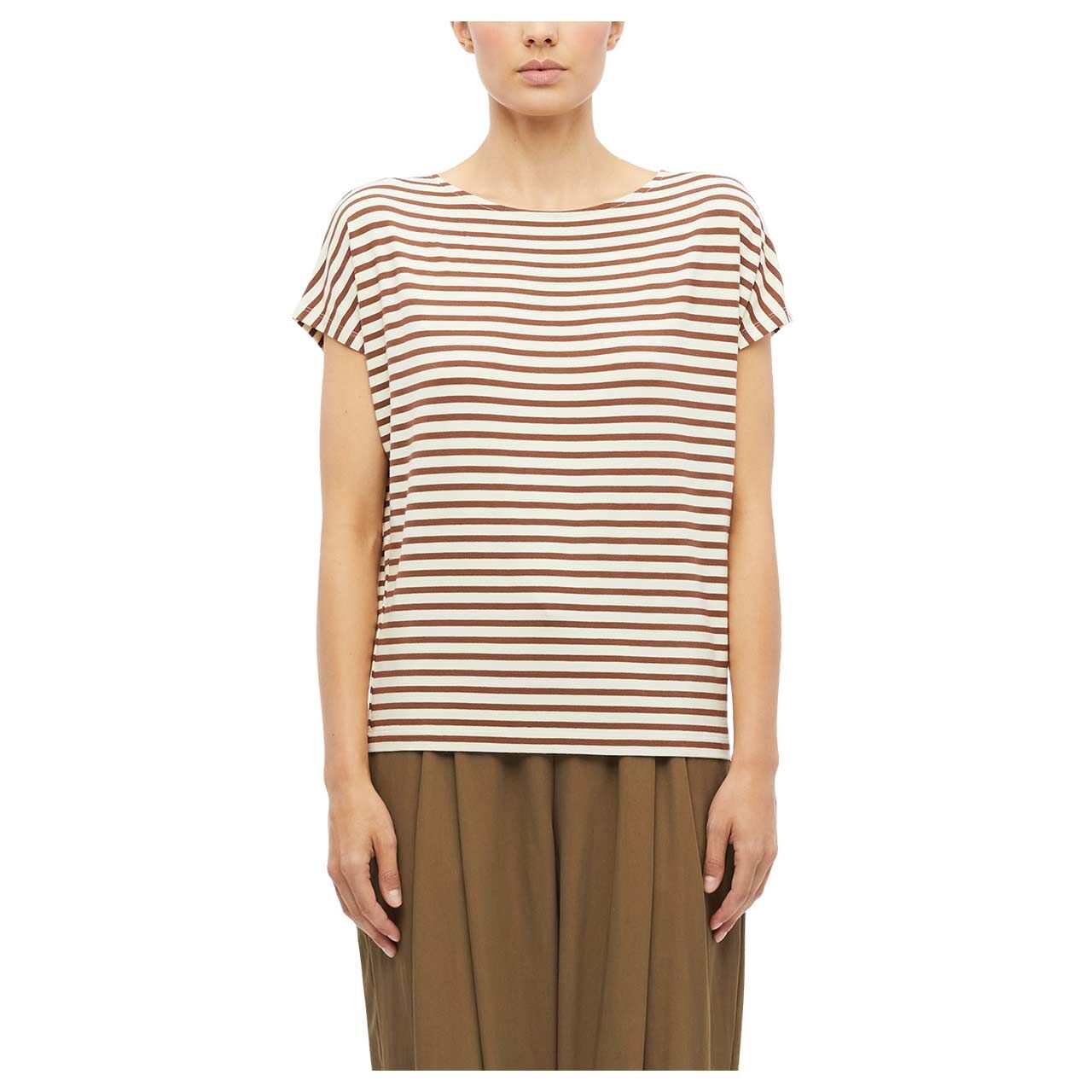 s. Oliver Damen T-Shirt in Braun gestreift, Vorderansicht