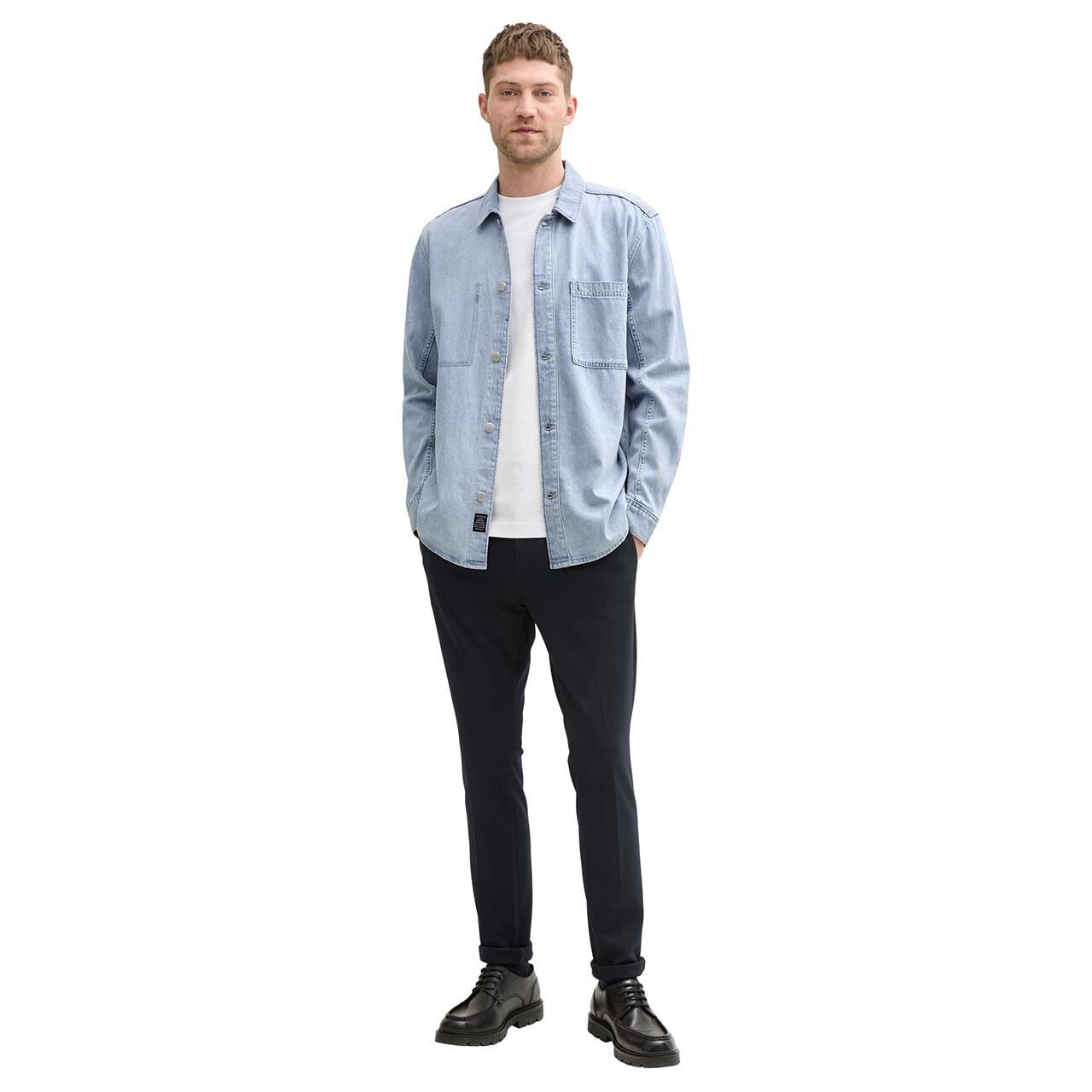 Tom Tailor Herren Langarm Jeanshemd used bleached blue