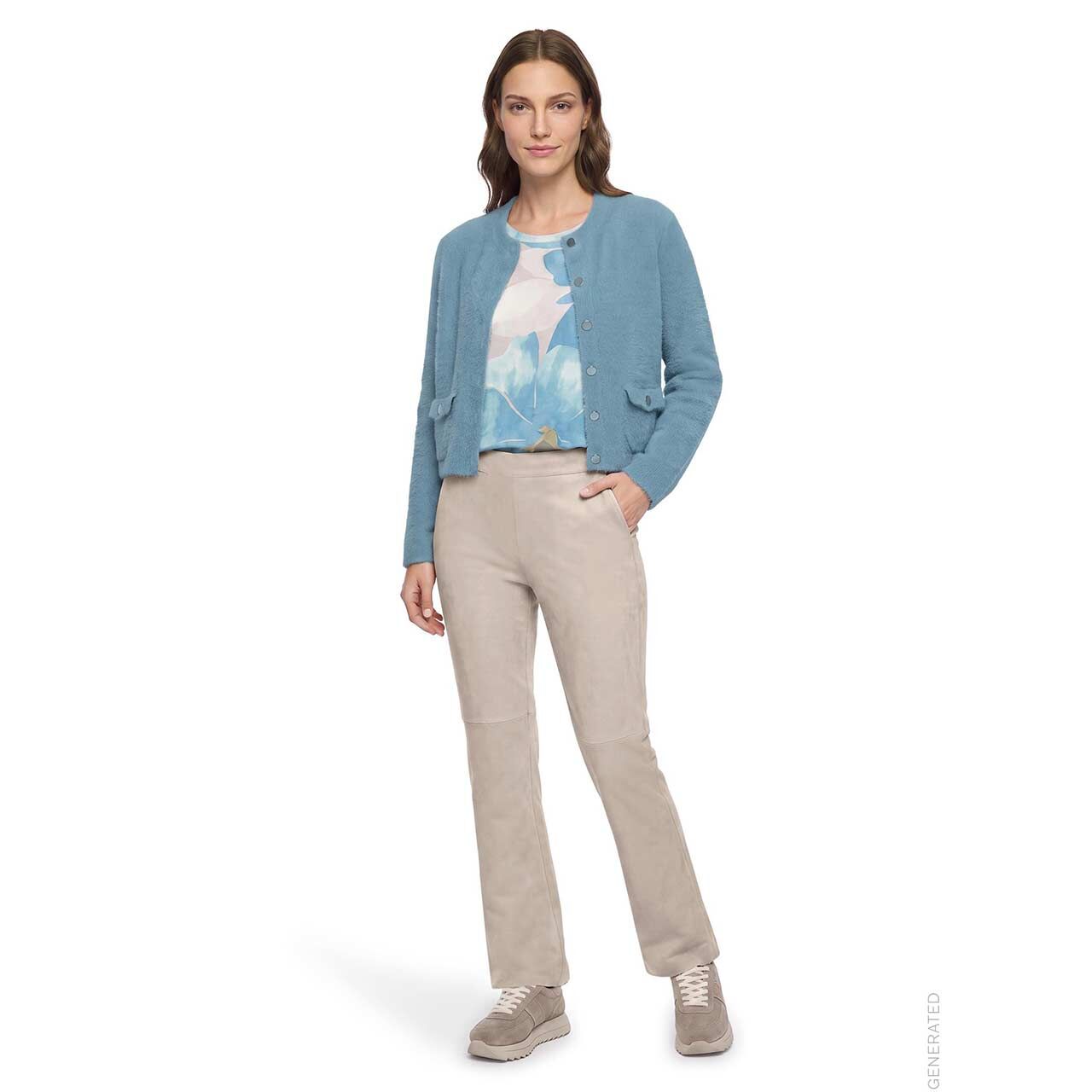 Damen 3/4 Arm Shirt von Betty Barclay in Petrol mit Print, Ganzkörperansicht am Model