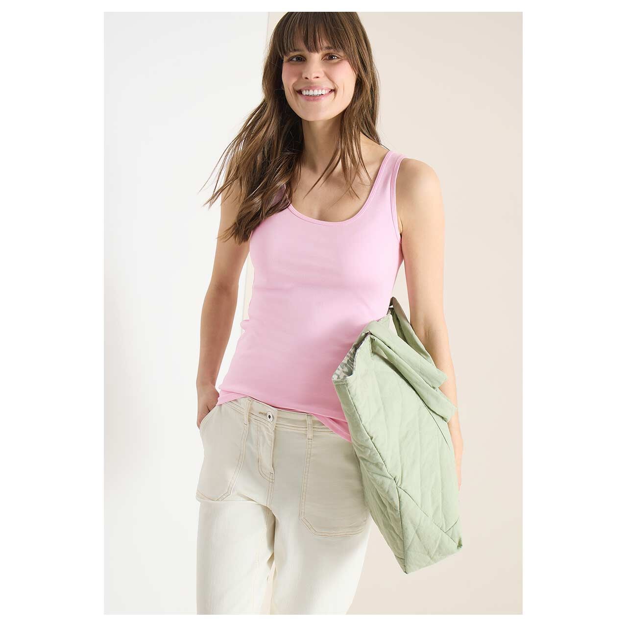 Damen Top Linda von Cecil in Rosa, Vorderansicht am Model