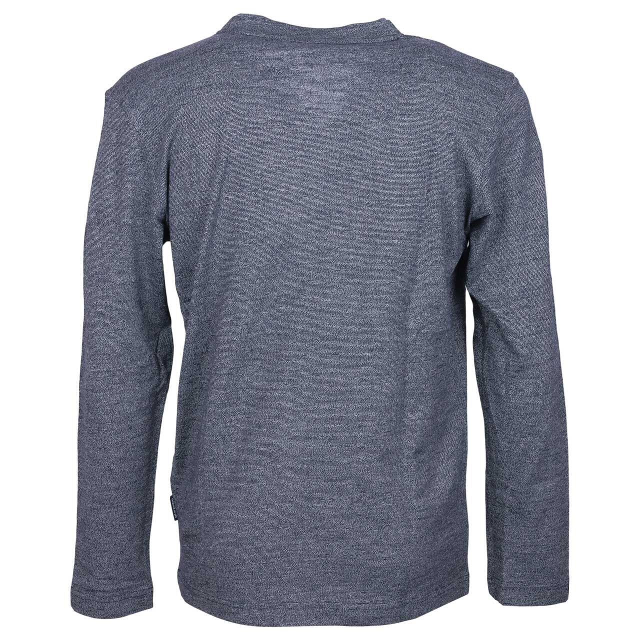 Herren Serafino Langarm Shirt von Tom Tailor in Dunkelblau meliert, Rückansicht