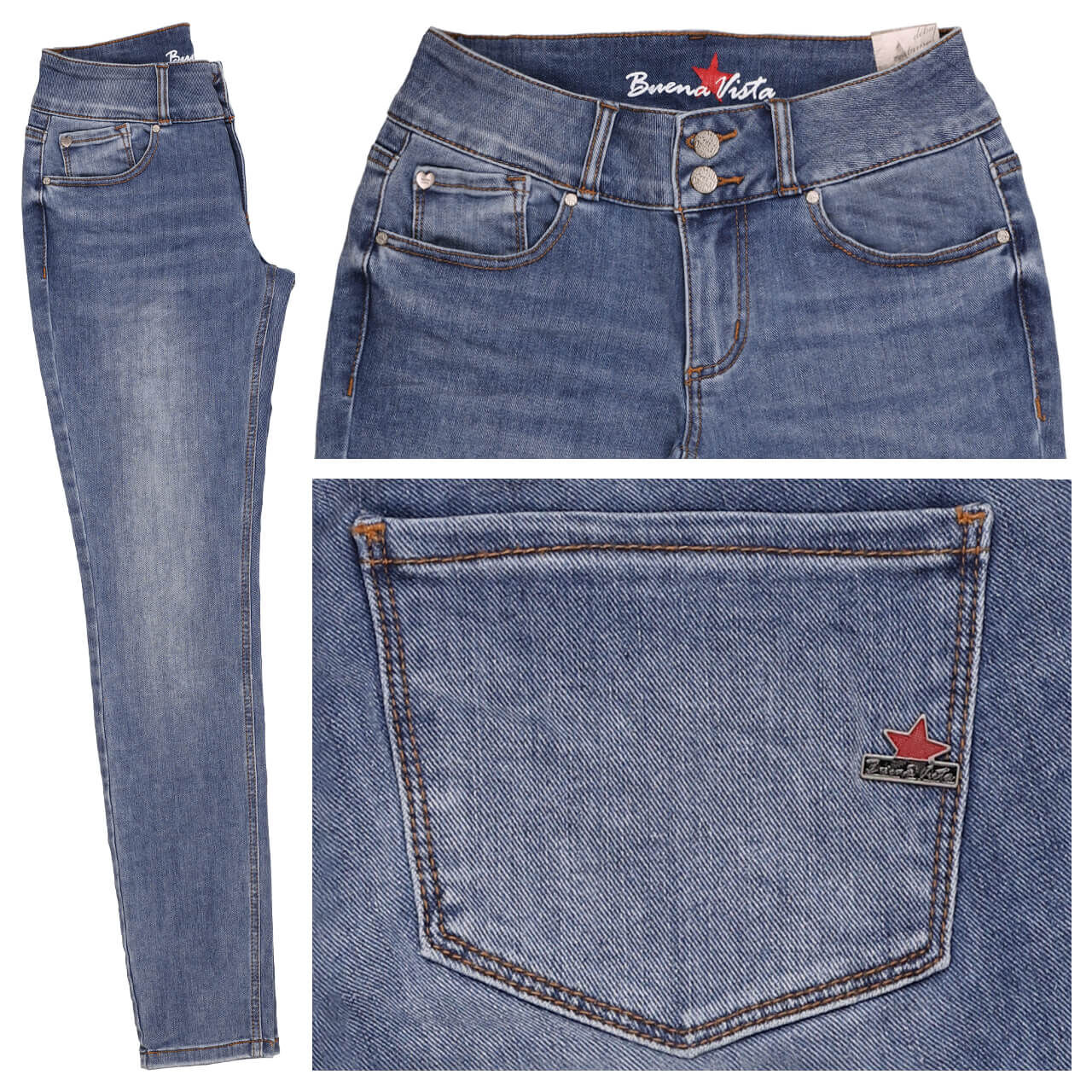 Buena Vista Tummyless Stretch Denim Jeans midstone blue Buena Vista Tummyless Stretch Denim Jeans midstone blue