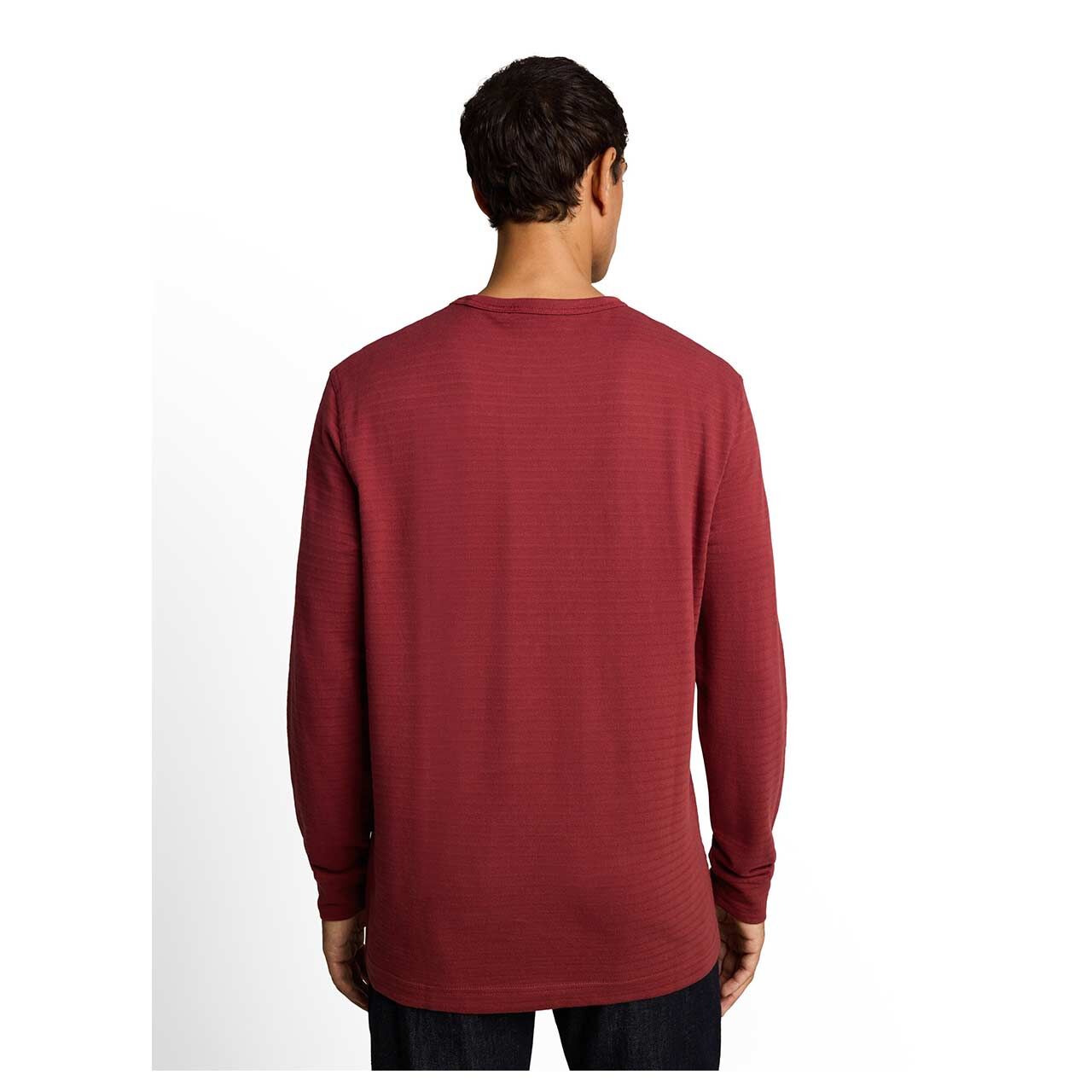 Herren Langarm Shirt von Tom Tailor in Dunkelrot, Rückansicht am Model