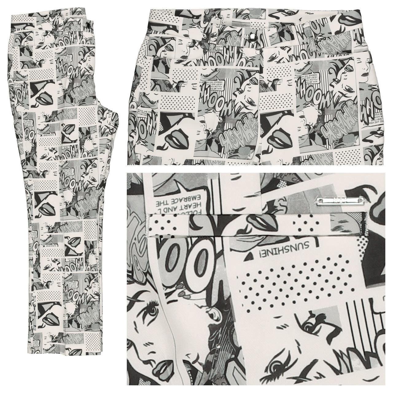 MAC Aida Kick 7/8 Hose black and white comic print