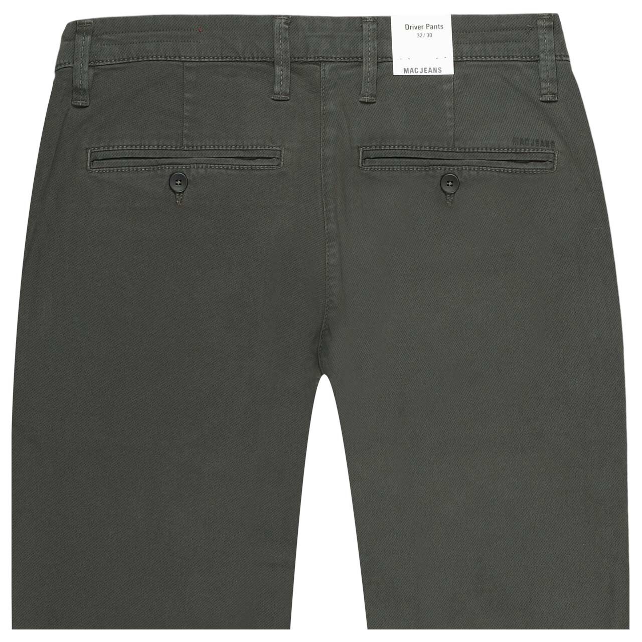 Herren Chino Baumwollhose Flexx Driver Pants von MAC in Dunkelgrün, detailierte Rückansicht