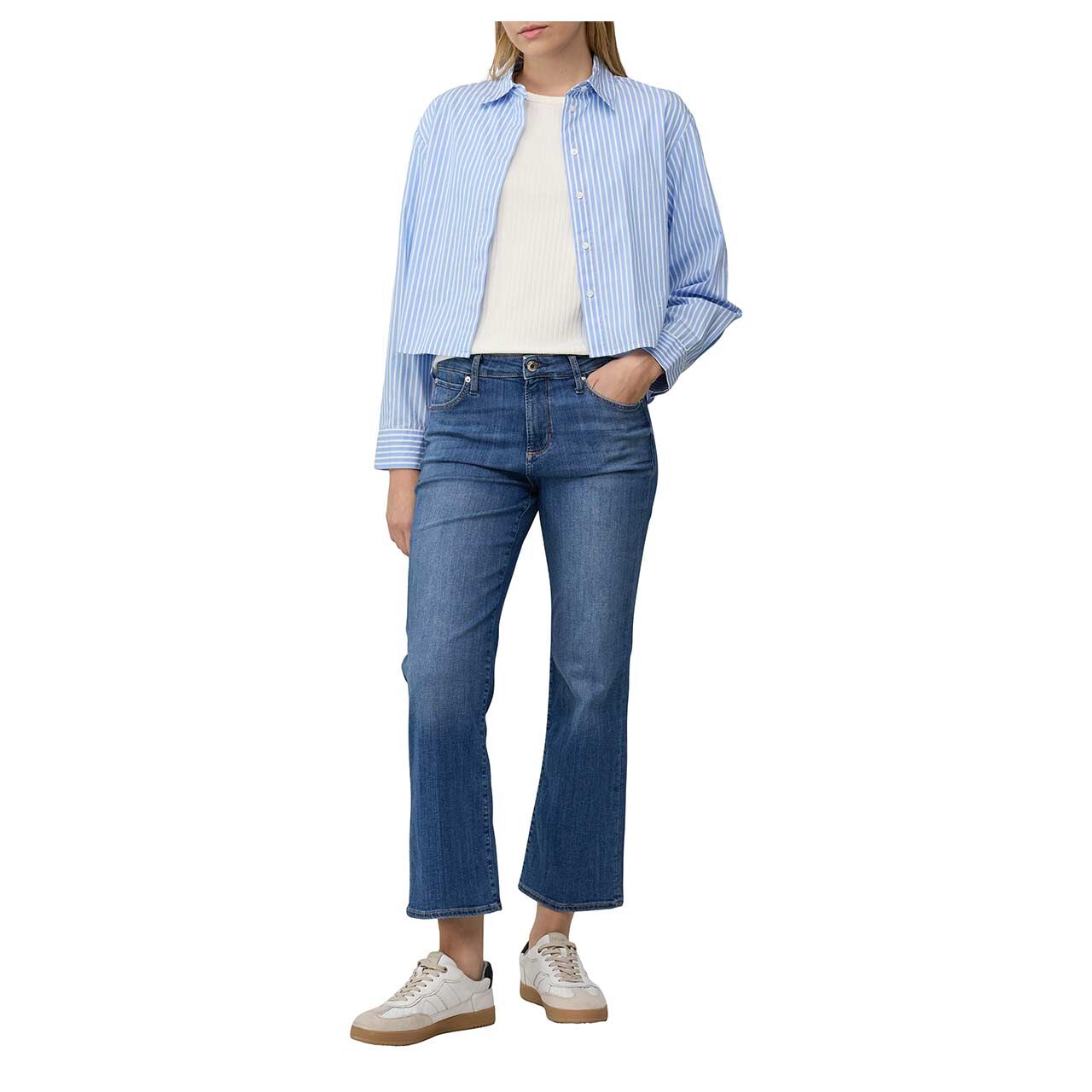 s. Oliver Damen T-Shirt in Cremeweiß, Ganzkörperansicht am Model