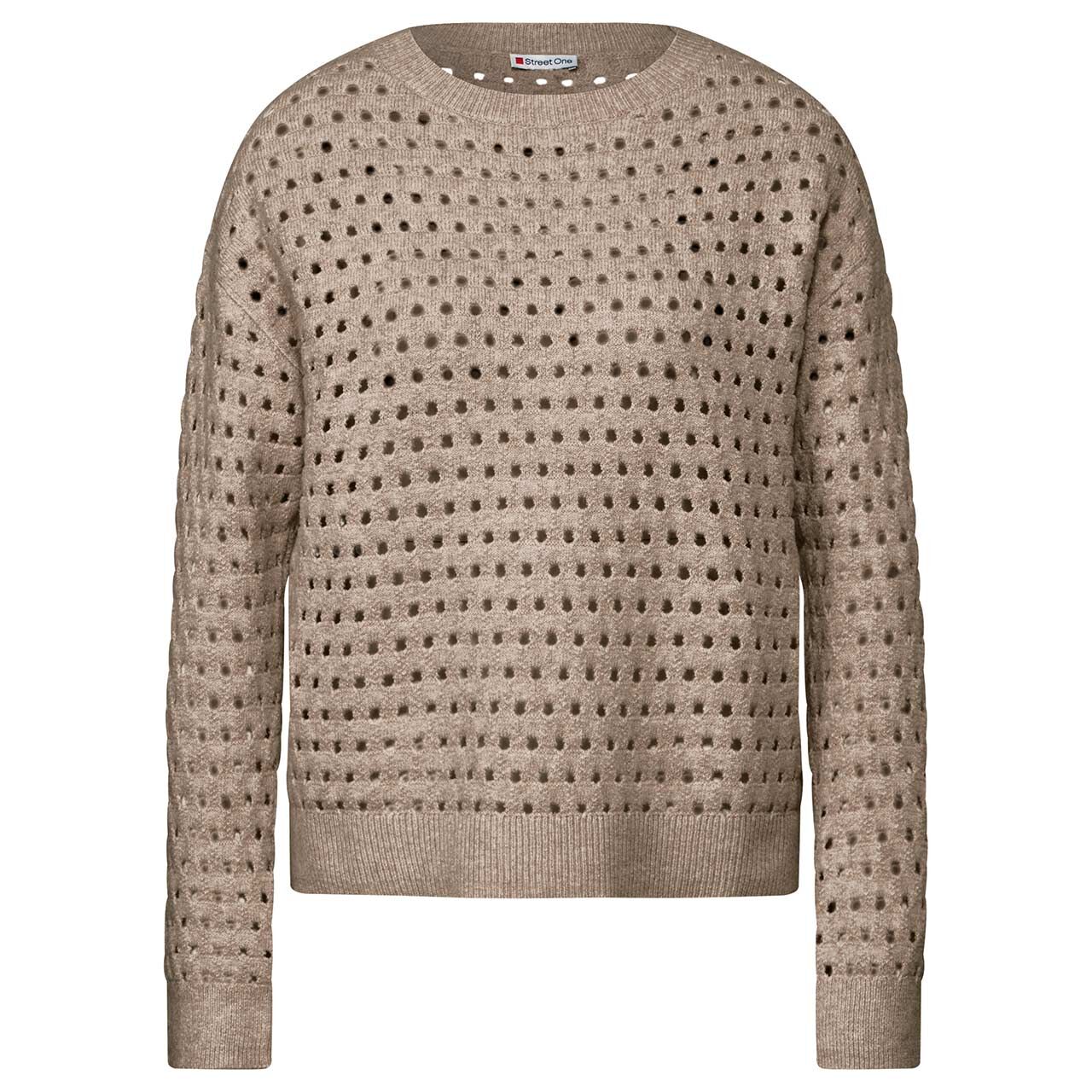 Street One Damen Pullover Open Structure Sweater honey sand melange