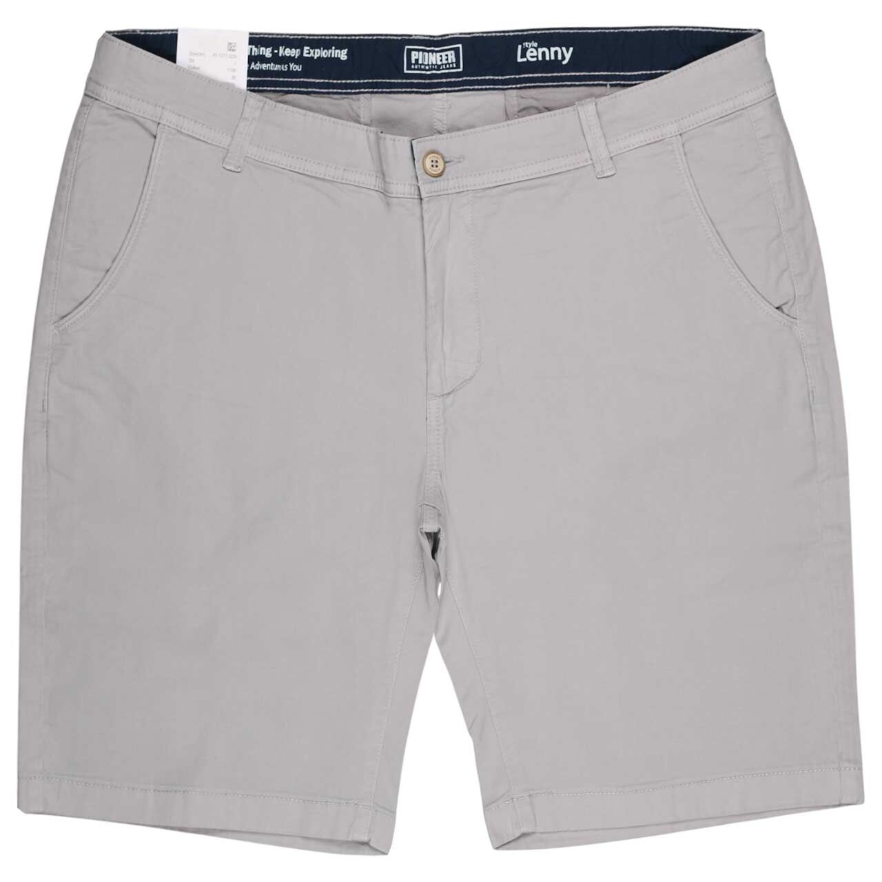 Stretch Herren Chino Baumwoll Bermuda Lenny in Grau von Pioneer, Vorderansicht