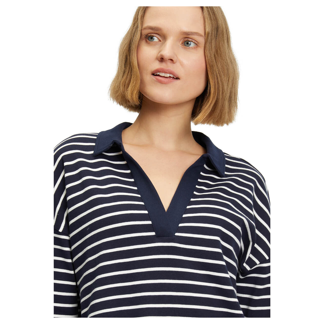 Betty Barclay 3/4 Arm Shirt marine blue cream stripes