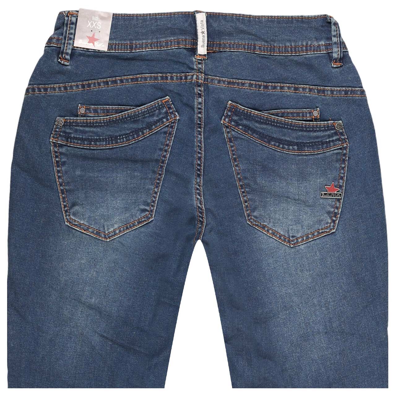 Damen Ankle Jeans Malibu Cropped Cozy Denim von Buena Vista in Dunkelblau verwaschen, Rückansicht