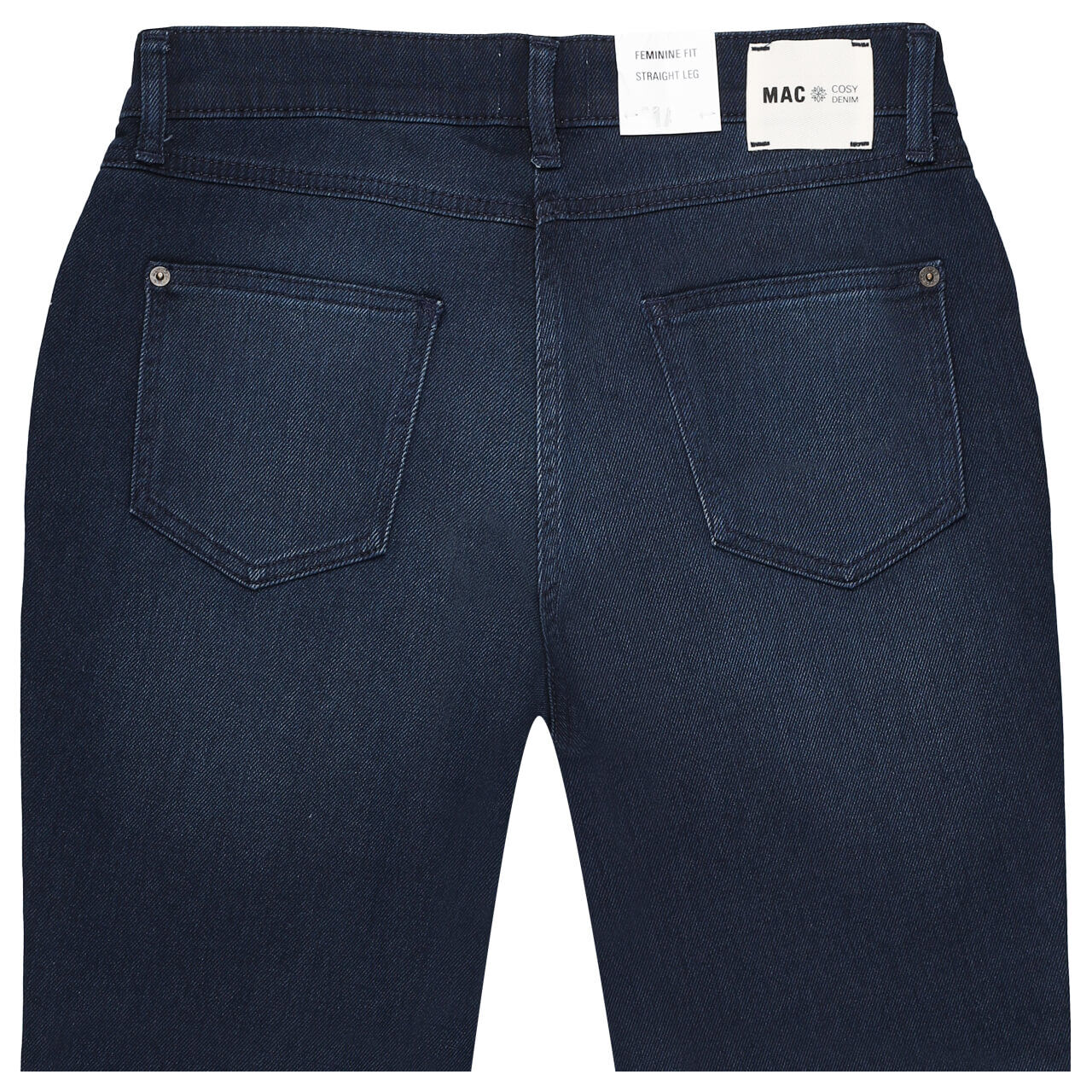 Stretch Damenjeans Melanie von MAC in Dunkelblau angewaschen, detaillierte Rückansicht