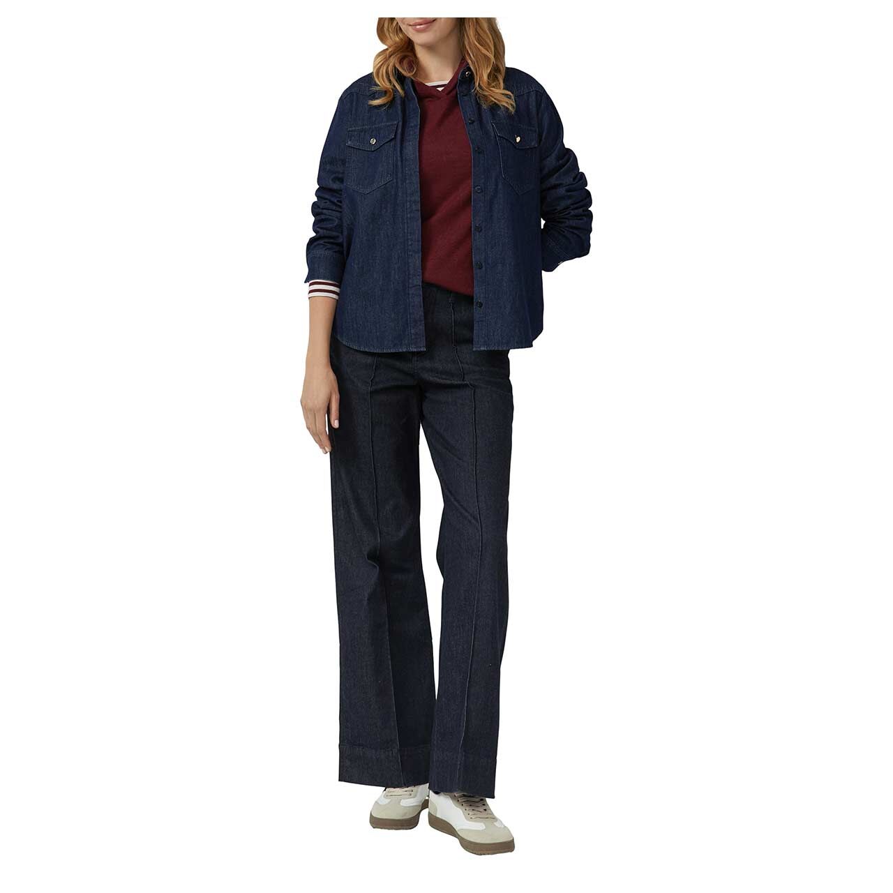 Damen Hoodie Sweatshirt von s.Oliver in Burgunderrot meliert, Vorderansicht mit Model