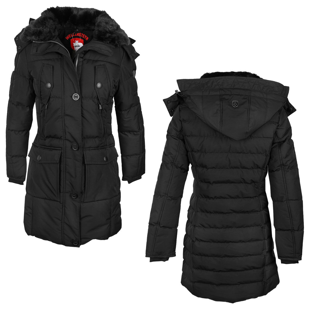wellensteyn-jacke-centurionlady-black-combi Damen Jacke Centauri Lady von Wellensteyn in Schwarz, Vorder- und Rückansicht
