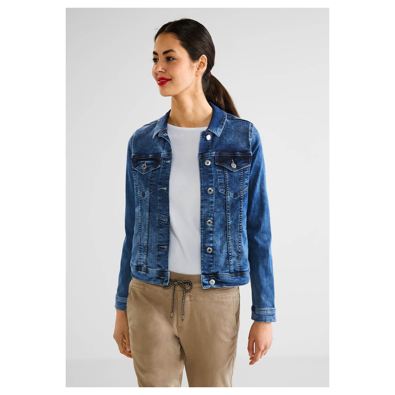 Street One Jeansjacke mid indigo random washed