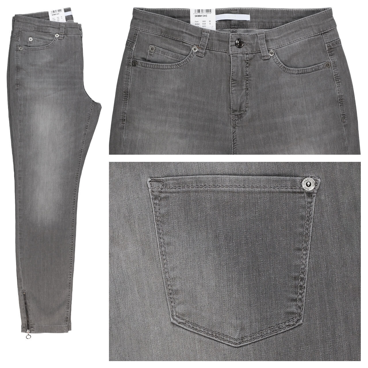 MAC Skinny Chic 7/8 Jeans fancy cool grey