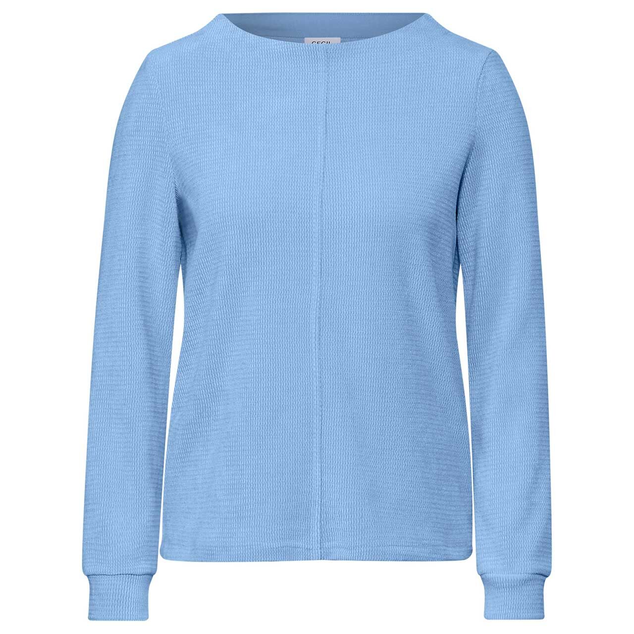 Cecil Damen Pullover Solid Cord Funnel Neck fresh light blue