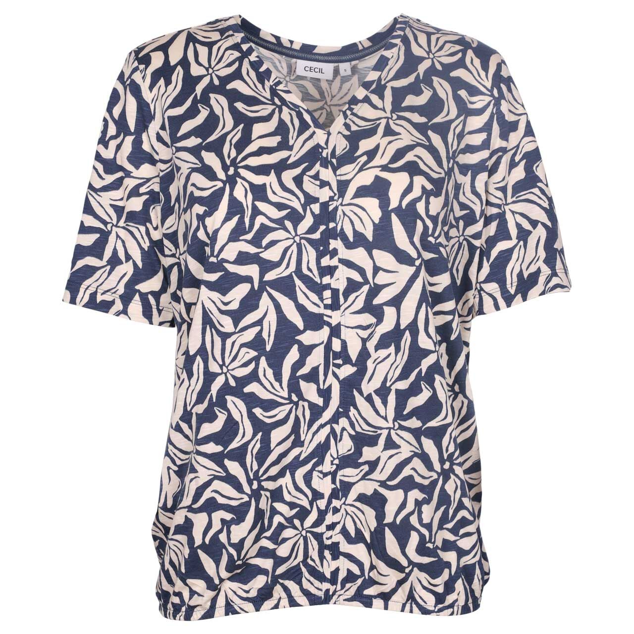 Cecil Damen T-Shirt V-Neck Tunic sporty denim blue