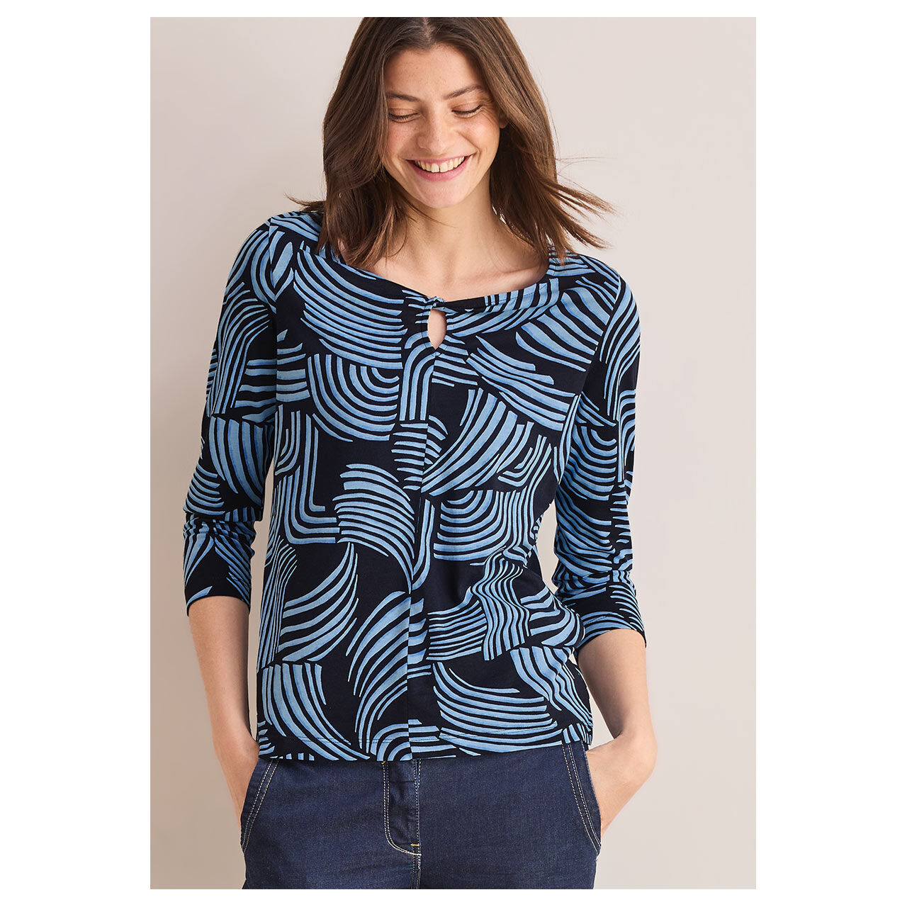 Cecil Damen 3/4 Arm Shirt Twist Detail universal blue