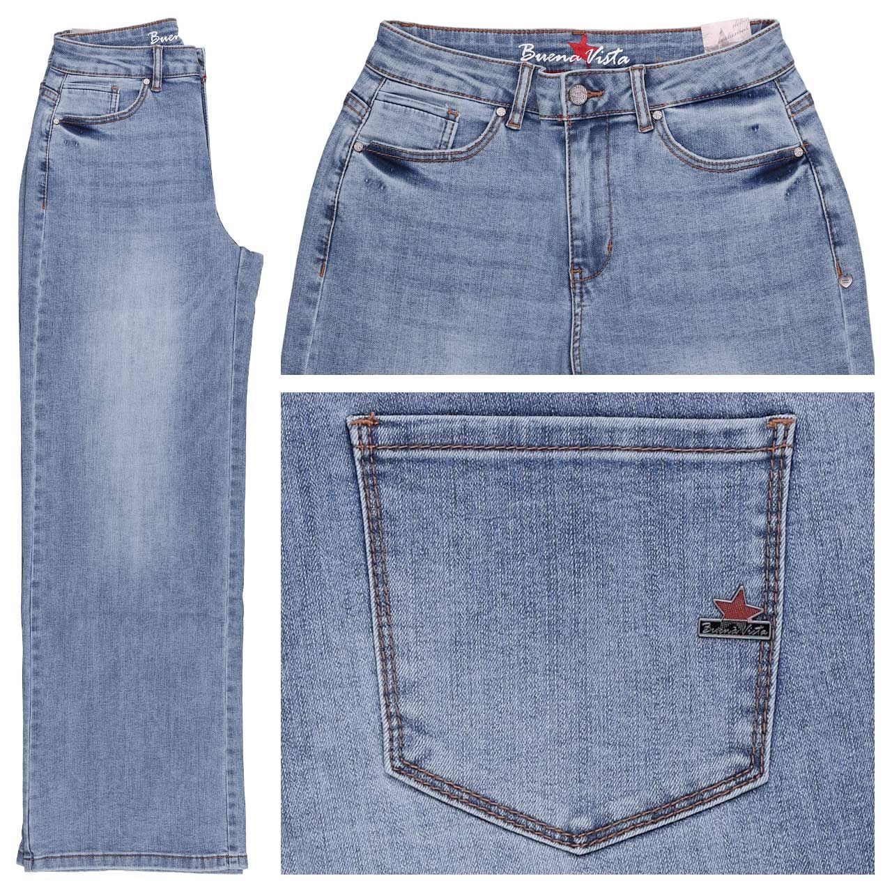 Buena Vista Wide Leg Stretch Denim Jeans light stone