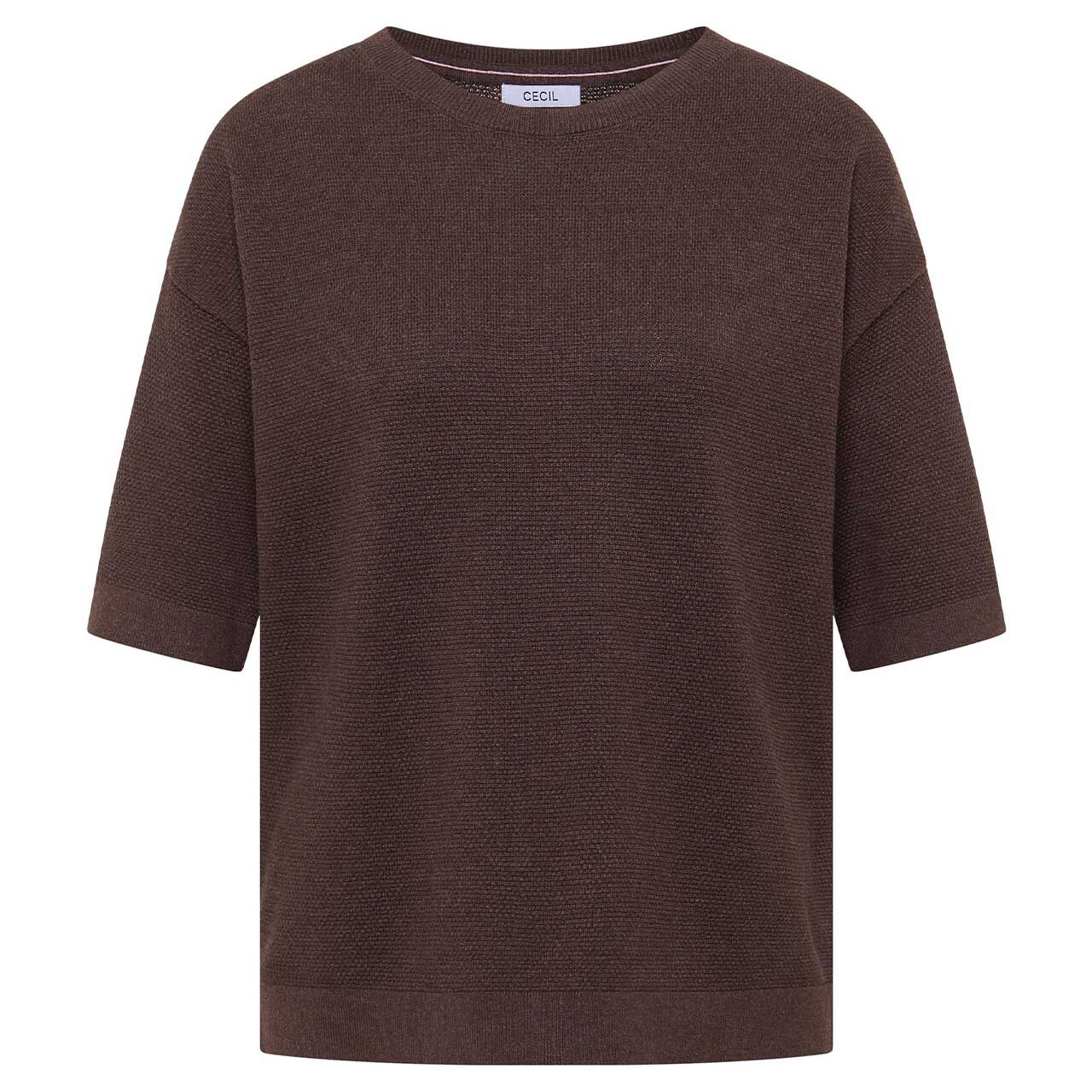 Cecil Damen Kurzarm Pullover Structured Short Sleeve macchiato brown melange