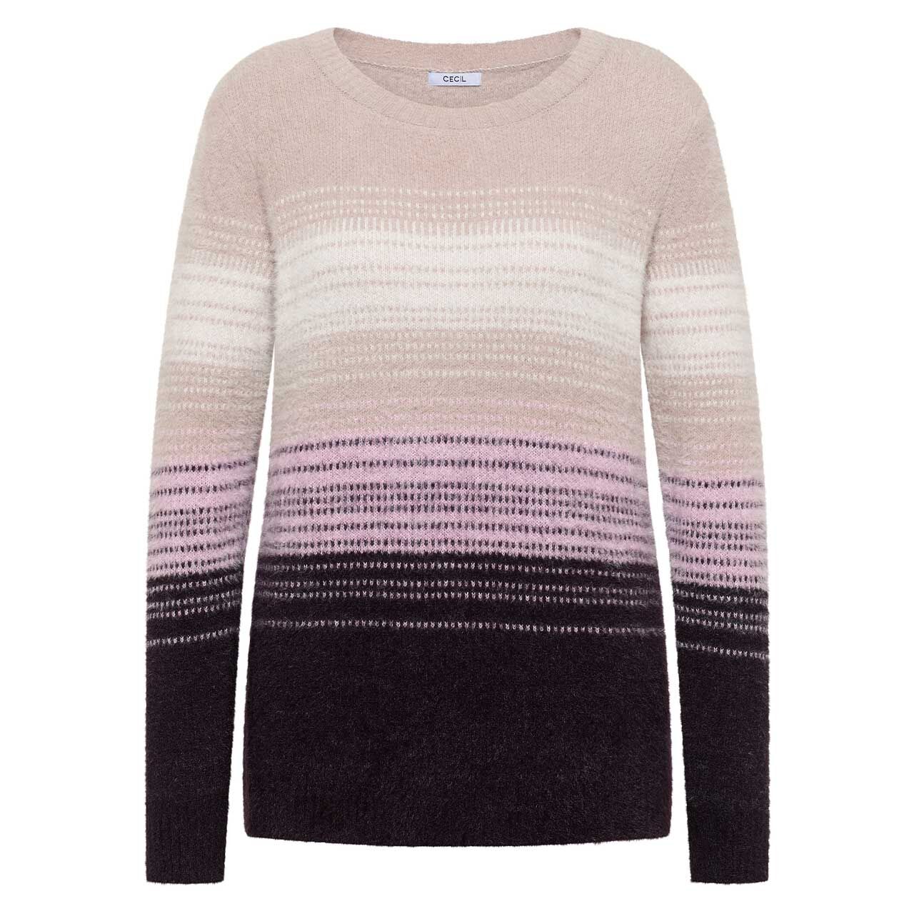 Cecil Damen Pullover Feather Yarn Sweater eggplant red