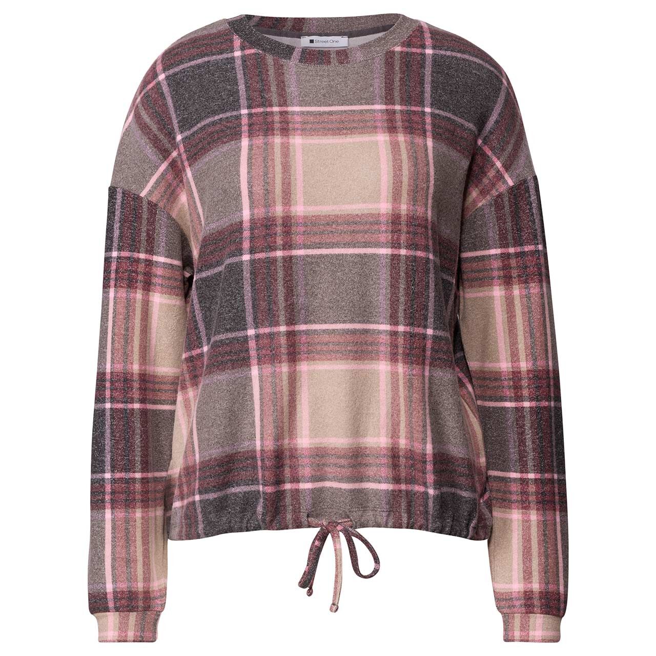 Street One Damen Langarm Shirt Printed Soft Round Neck sanded amber