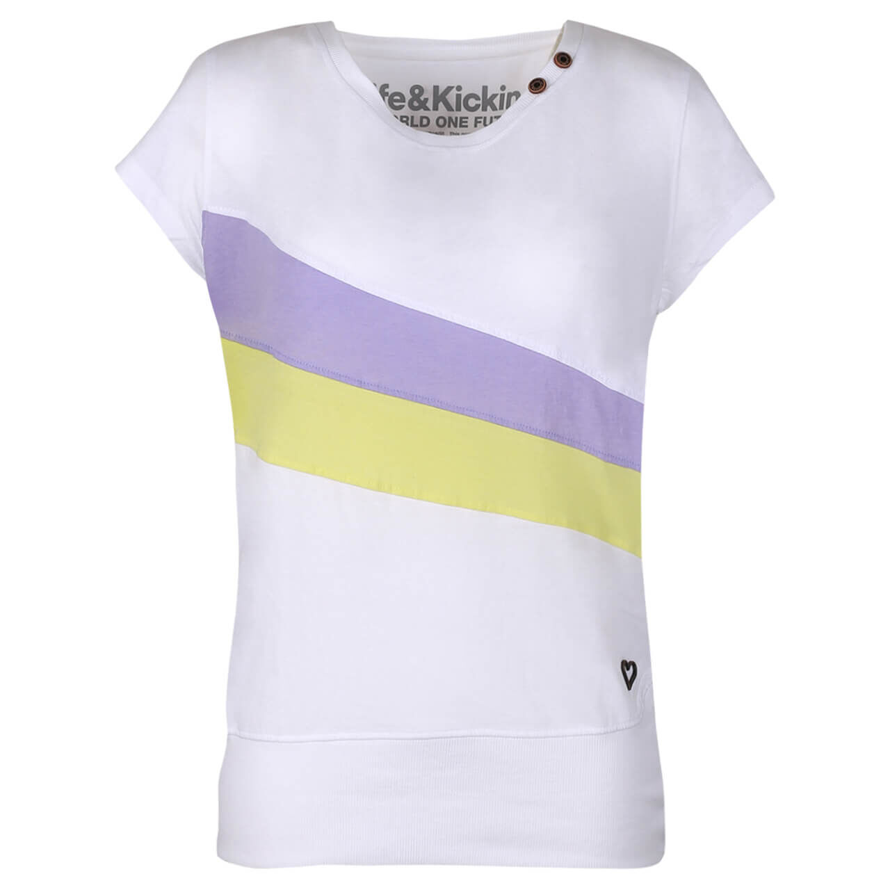 Alife and Kickin Clea T-Shirt für Damen in Weiß gestreift, FarbNr.: 0000