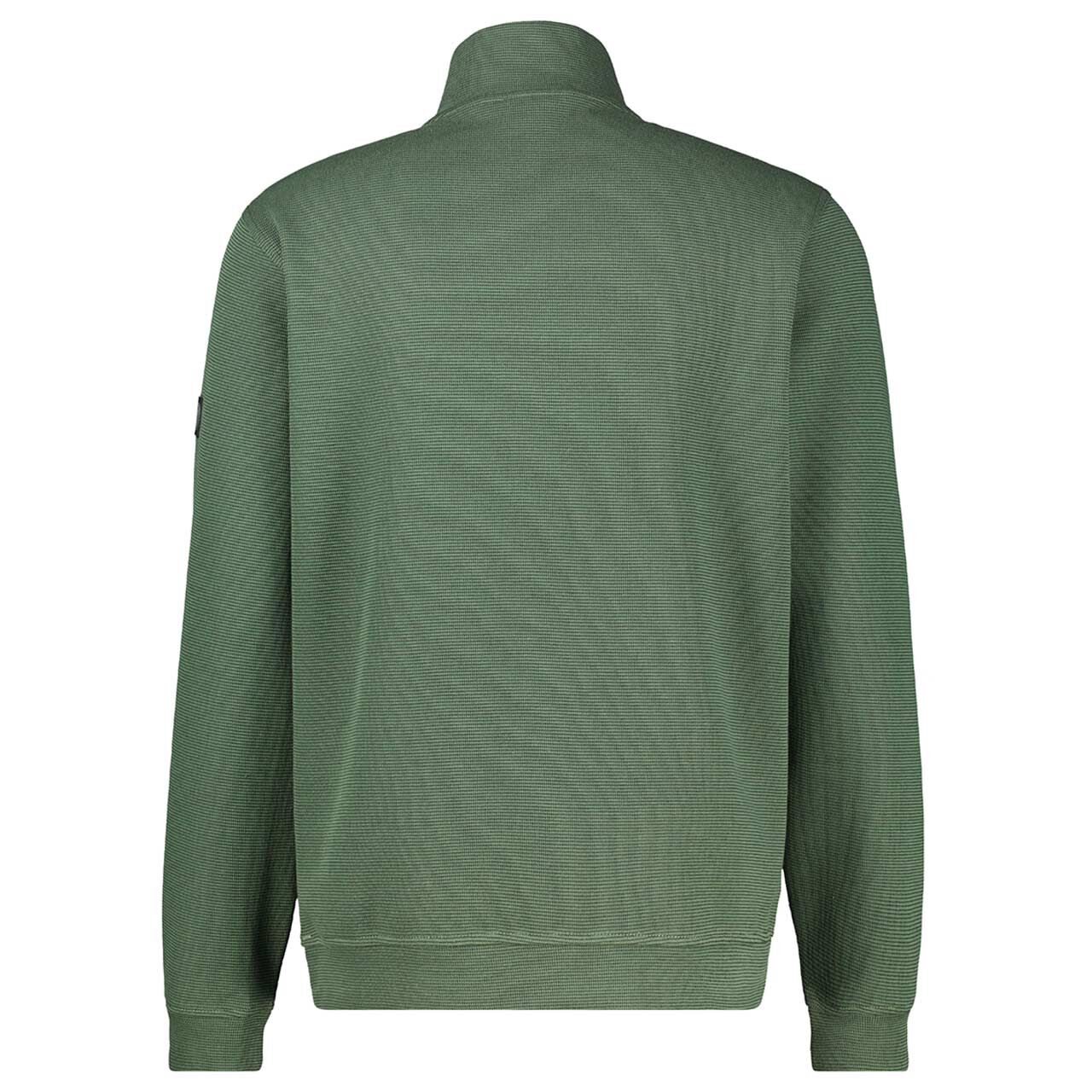 Herren Sweatshirt Troyer von Lerros in Dunkelgrün meliert, Rückansicht