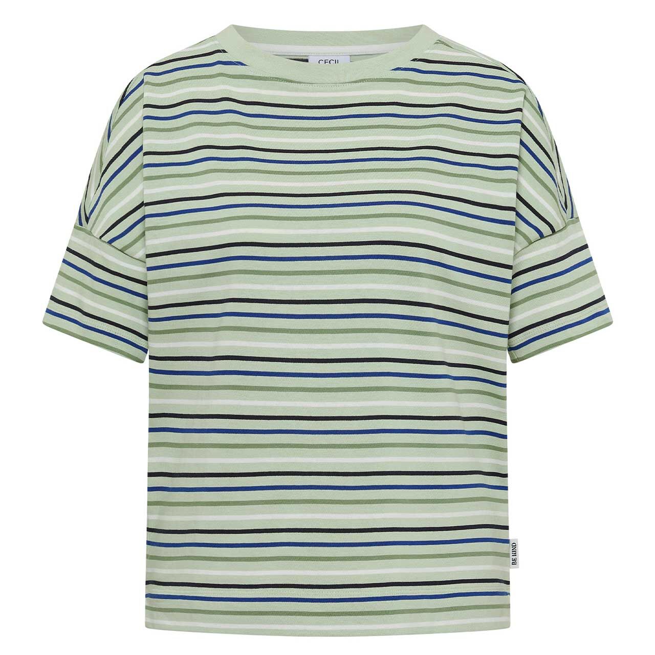 Cecil Damen T-Shirt Multi Striped raw matcha lime