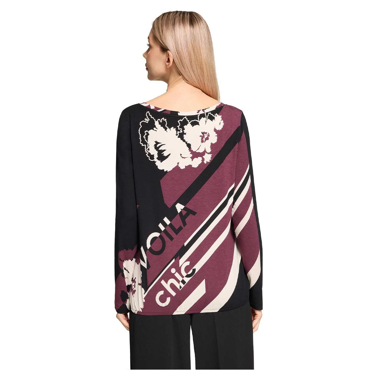 Damen Langarm Shirt von Betty Barclay in Burgunderrot mit Print, Rückansicht am Model