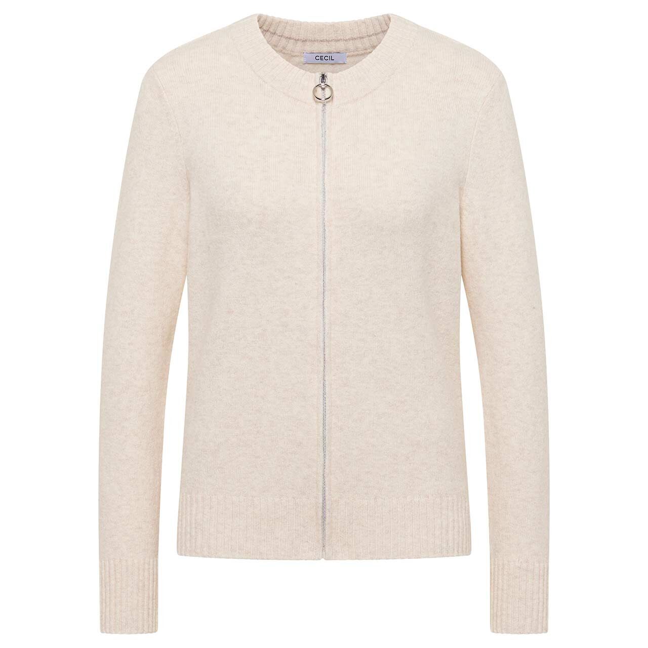 Cecil Damen Strickjacke Cosy Zipper Cardigan oat milk beige melange