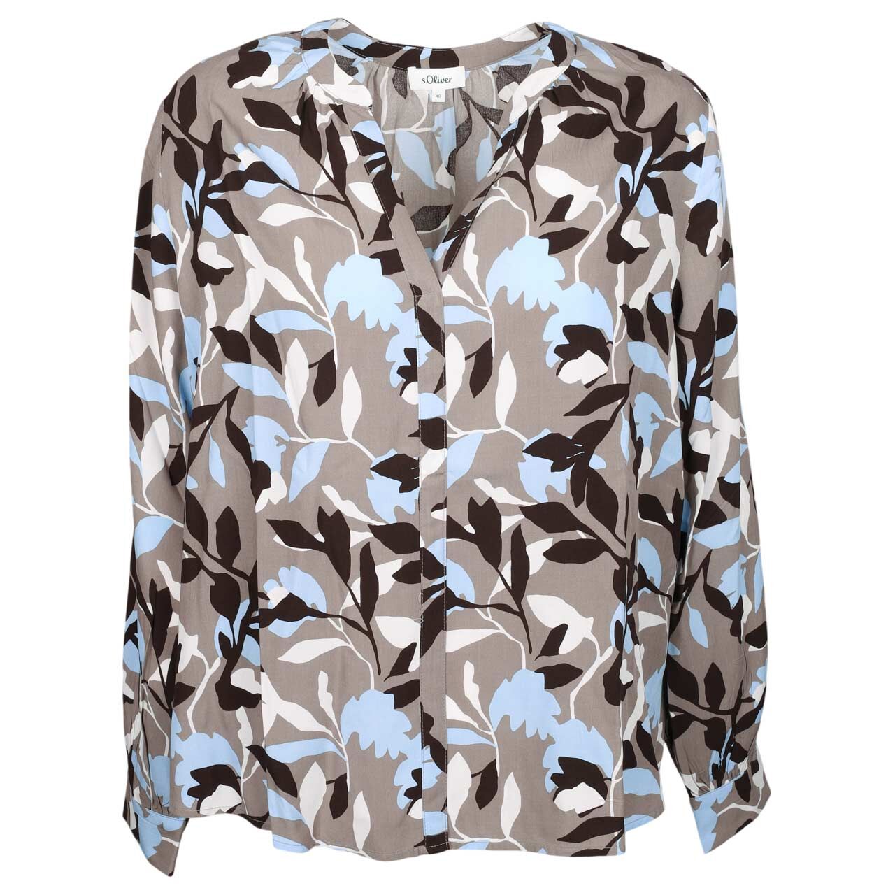 s.Oliver Damen Langarm Bluse brown flower print