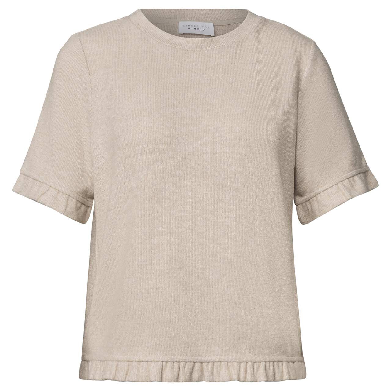 Street One Studio Damen Kurzarm Pullover Soft Basic creamed sand melange