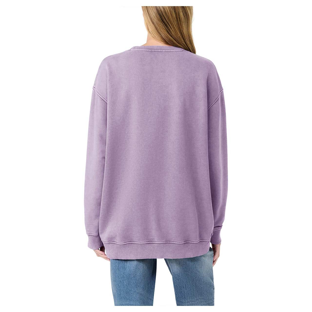 s.Oliver Damen Sweatshirt in Lila mit Print, Rückansicht am Model