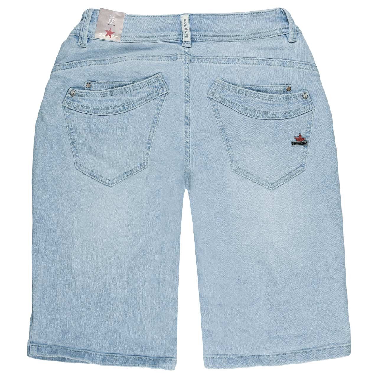 Damenjeans Malibu-Short Stretch Denim von Buena Vista in Hellblau angewaschen, detaillierte Rückansicht