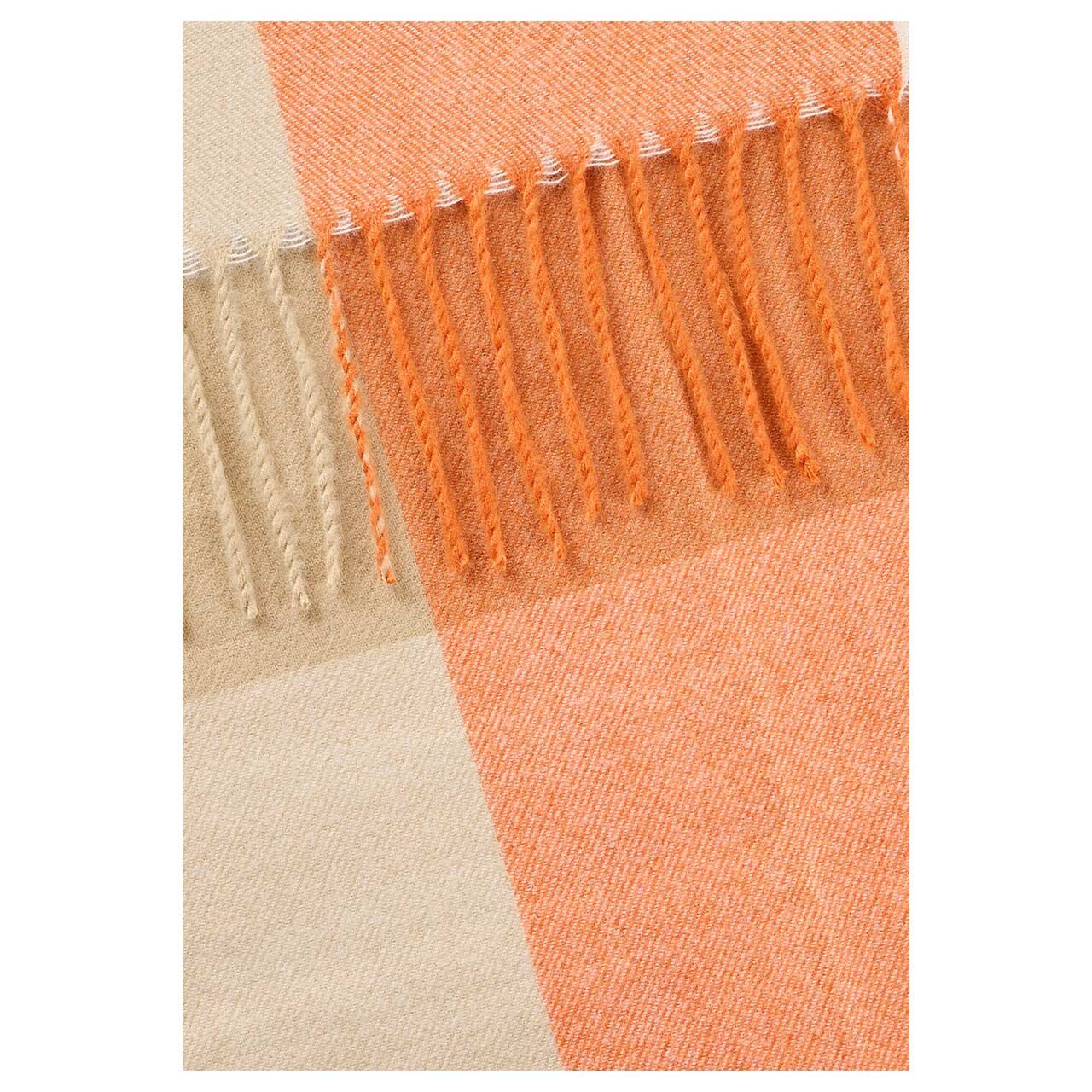 Damen Schal von Camel active in Orange kariert, Detailansicht Fransen