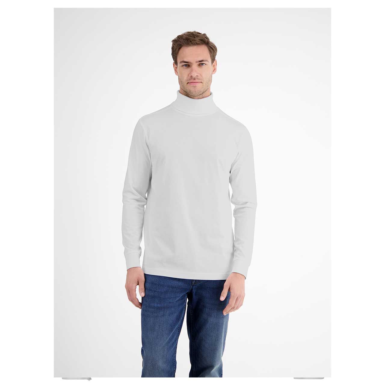 Herren Rollkragen Langarm Shirt von Lerros in Cremeweiß, Vorderansicht am Model