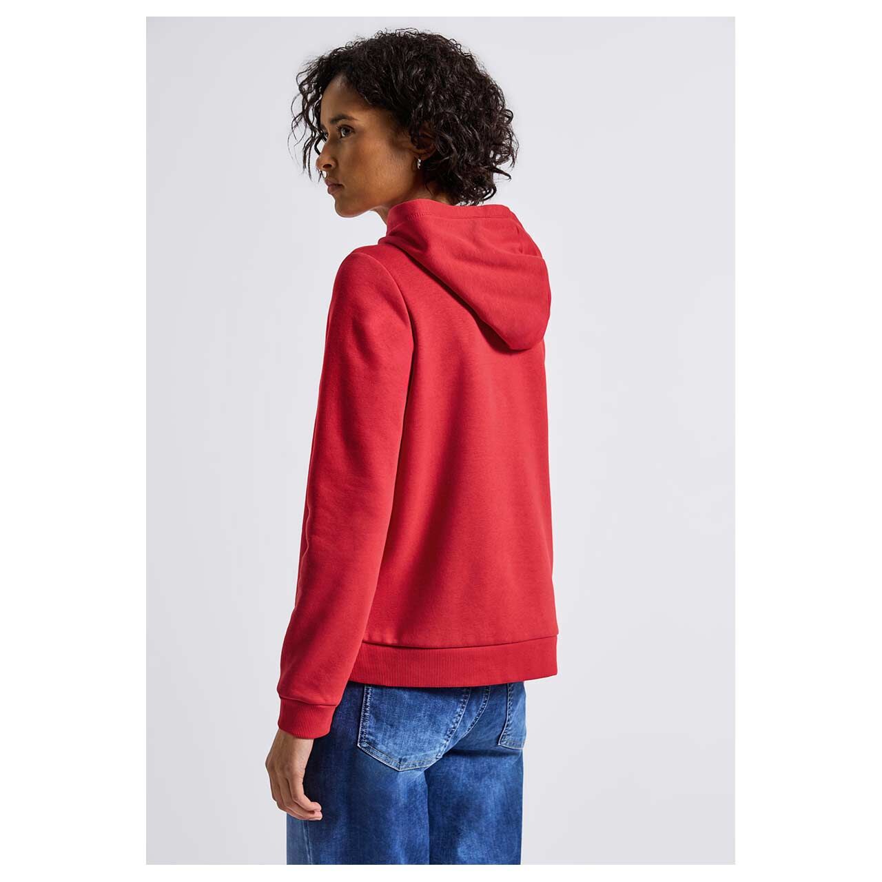 Damen Hoodie Sweatshirt von Street One in Rot, Rückansicht am Model