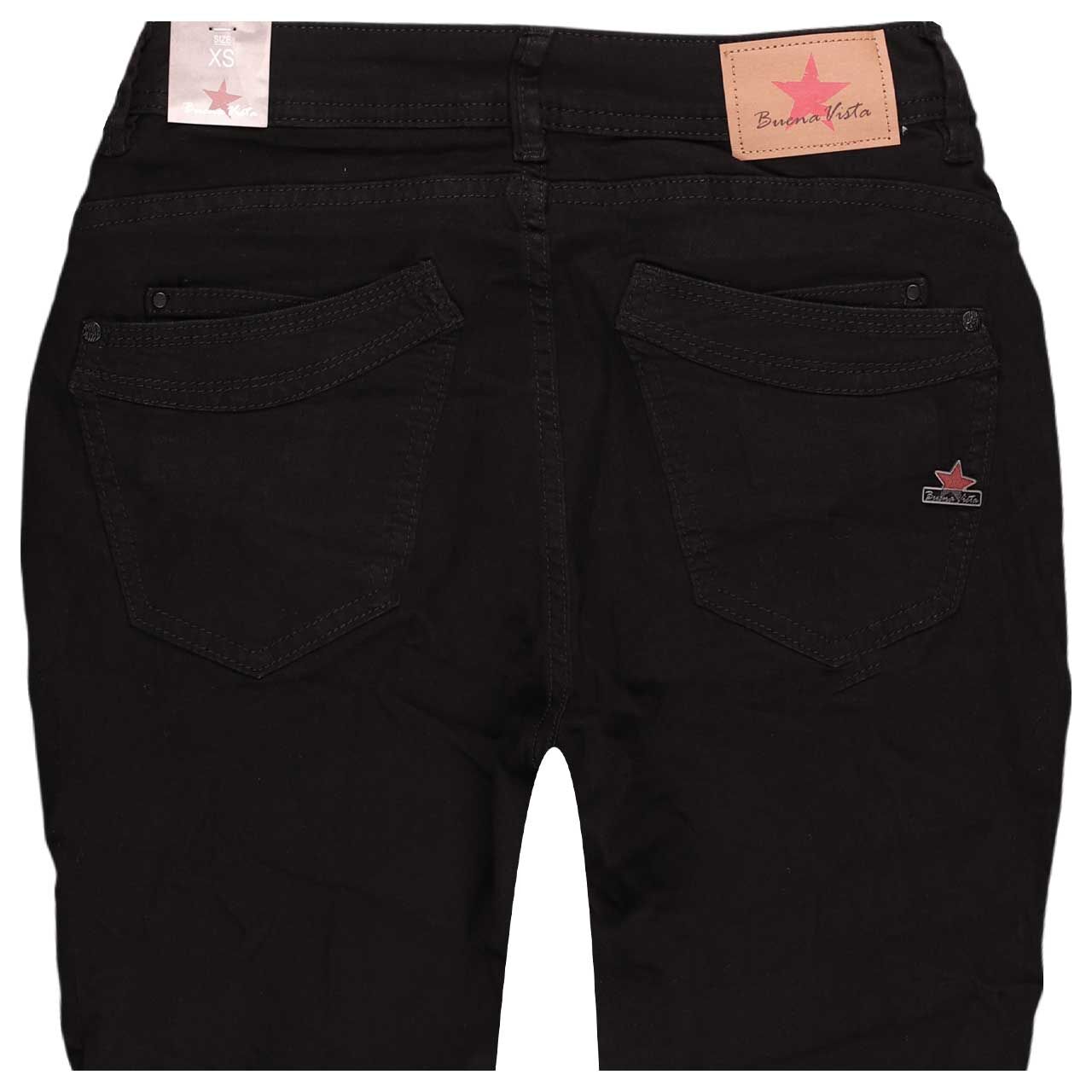 Damen Baumwollhose Malibu-Zip High Stretch Twill von Buena Vista in Schwarz, detaillierte Rückansicht