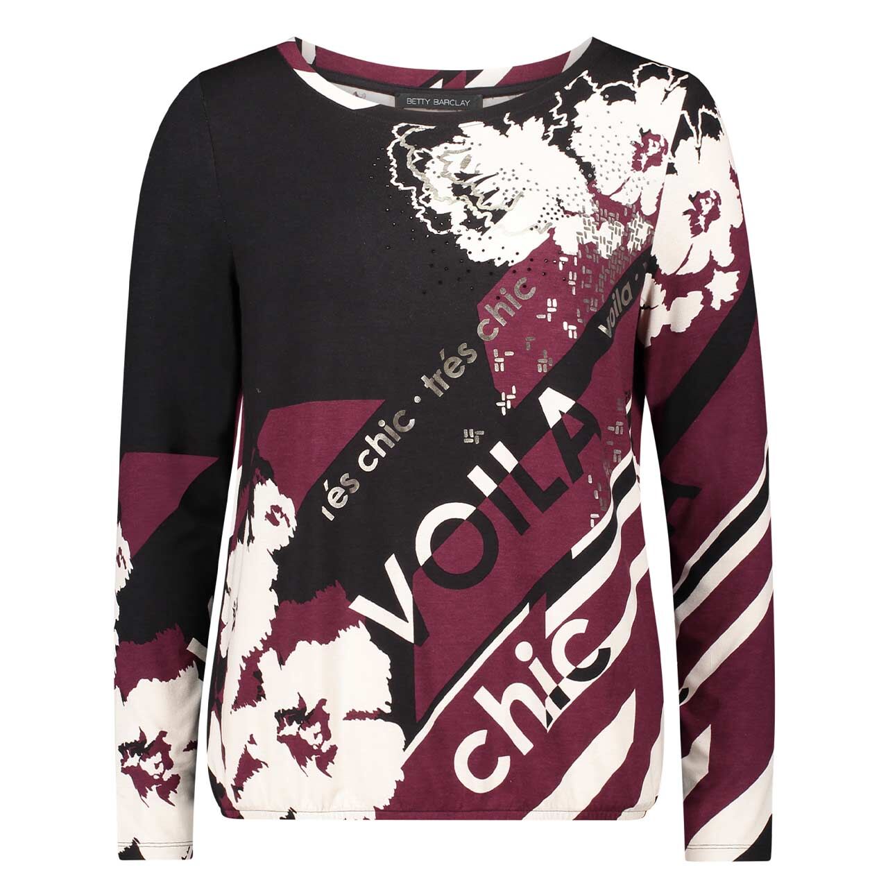 Betty Barclay Damen Langarm Shirt burgundy red cream