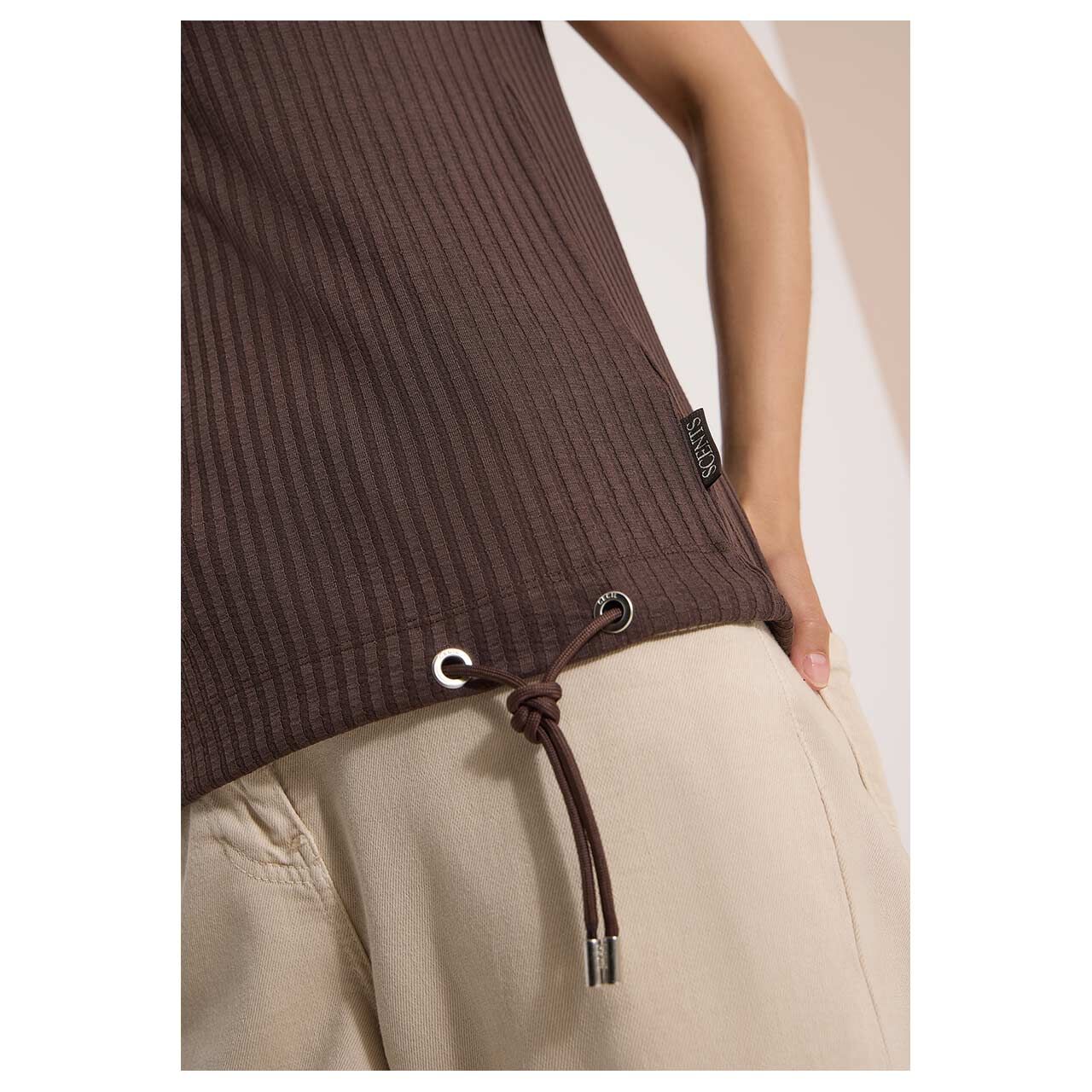 Cecil Damen Top Rib Structure brown cacao