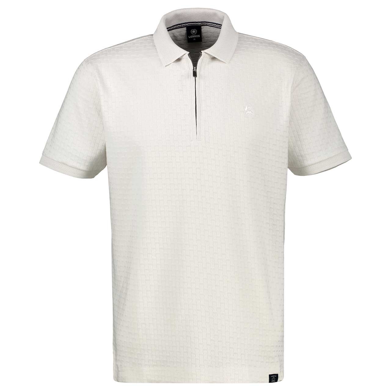 Lerros Herren Poloshirt Zipper Structure cloudy white