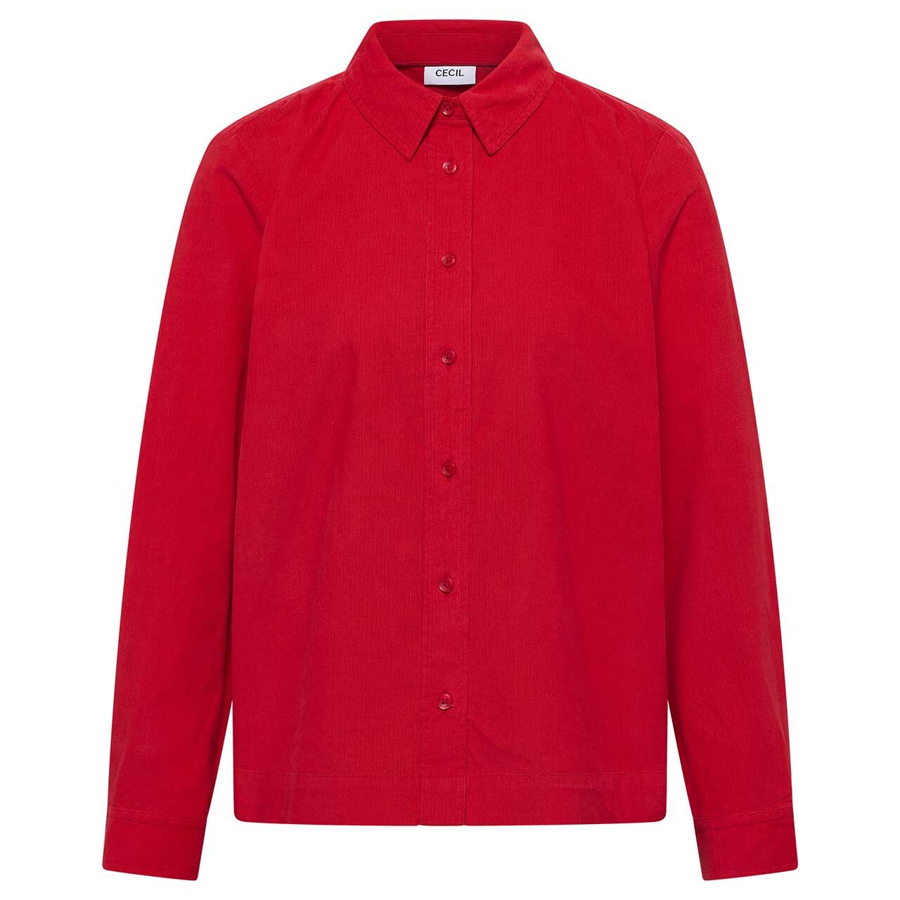 Cecil Damen Langarm Cord Bluse Solid Corduroy fiery red