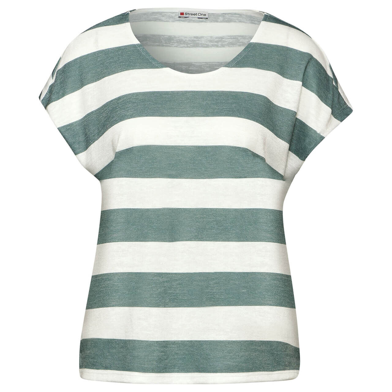 Street One Damen T-Shirt Two-color Stripe touch of dune