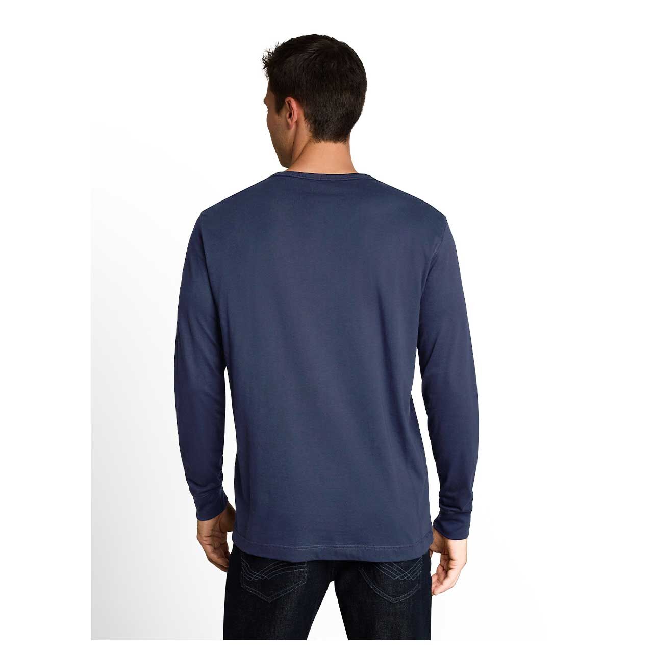Herren Langarm Shirt von Tom Tailor in Dunkelblau, Rückansicht am Model