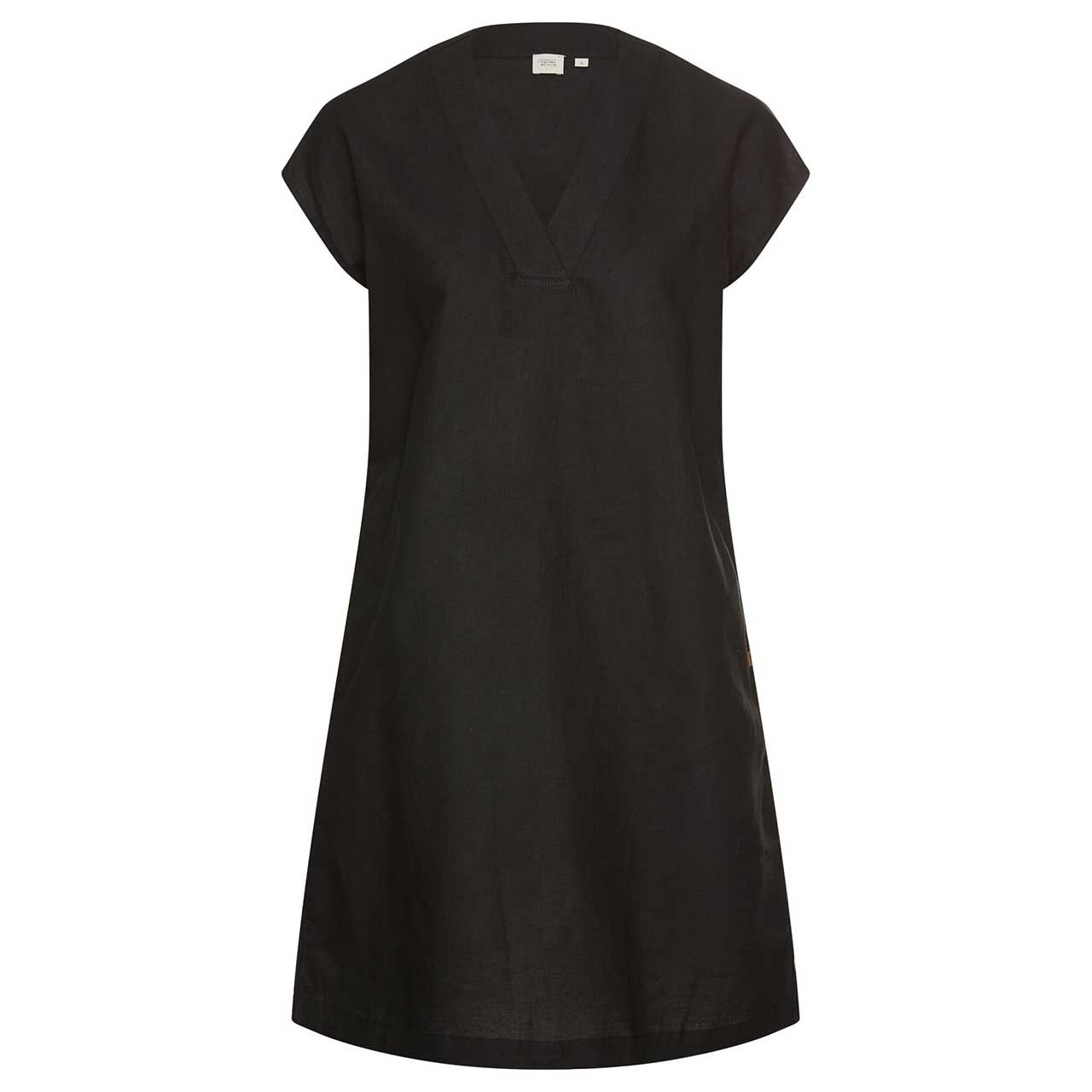 Camel active Damen Kurzarm Leinen Kleid black